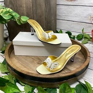 Norman Kaplan Las Vegas Lucite Heel Butterfly Shoe Vintage Wedding Prom Dress 7